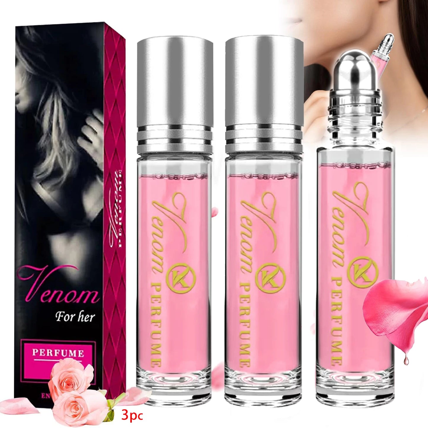 Rollerball Perfume for Women, Women'S Cologne, - 3PCS - Travel Portable Perfume, Long Lasting Freshness, - 0.34 FL OZ/10 ML